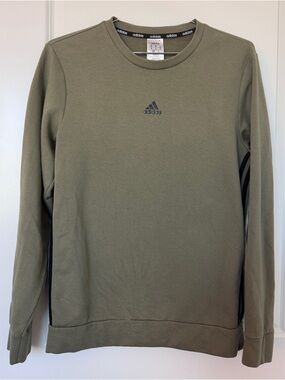 Adidas Crewneck Sweatshirt in Olive Green Stripe Black size M